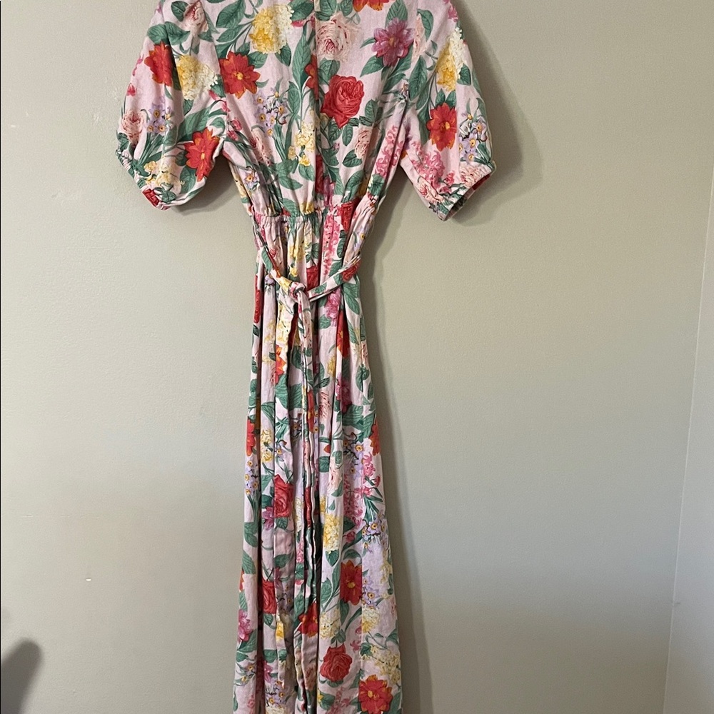 Old Navy Pink Floral Maxi Dress with Red & Green Blooms - Picture 3 of 3